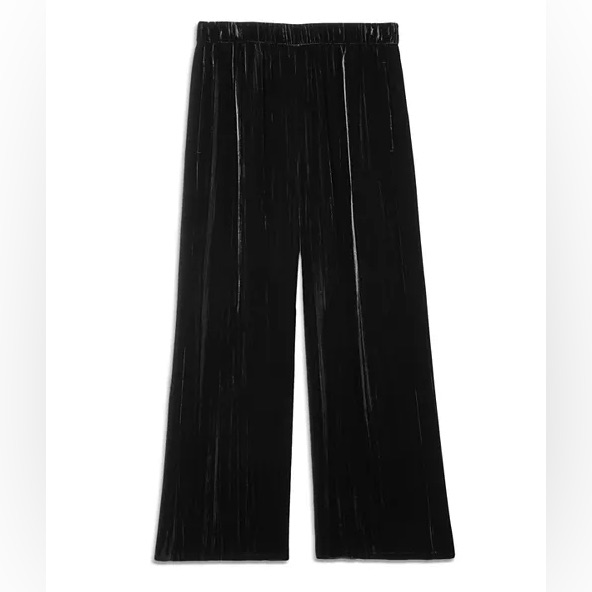 Eileen Fisher Crushed Velvet Wide-Leg Pant In Black, Size 1x